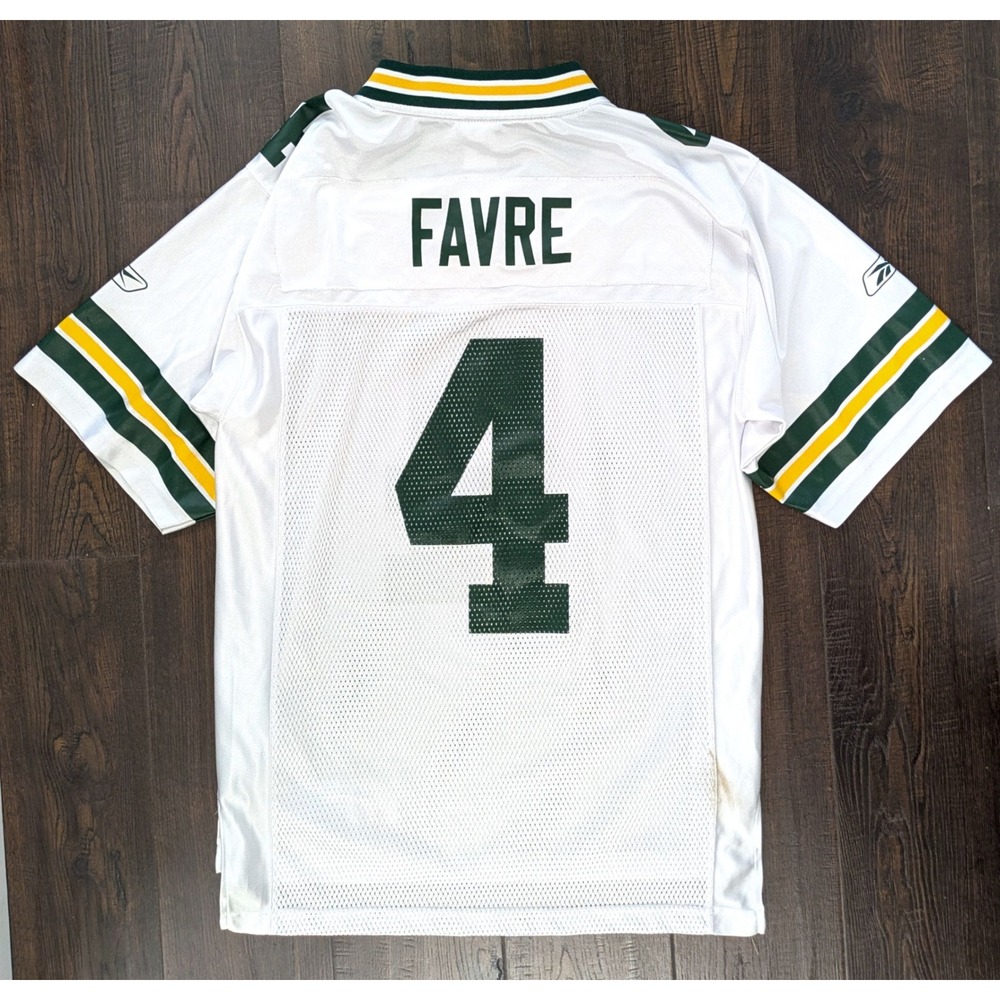 Reebok Brett Favre Green Bay Packers NFL Jersey White Mens Small 7009A 04
